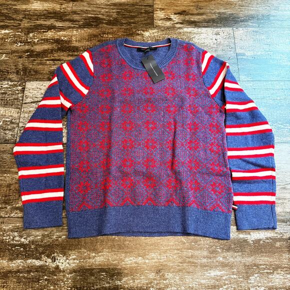Tommy Hilfiger Sweater Womens Medium Snowflake Crewneck Pullover Wool Blend NEW - Picture 2 of 14